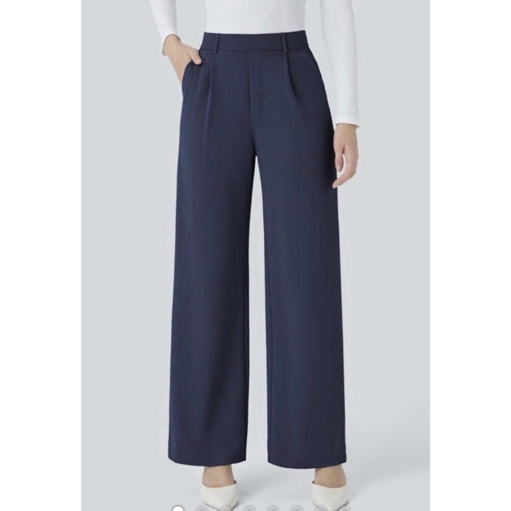 Halara Flex Day Stretch High Waist Pocket Straight Leg Work Pants Womens XL Navy
